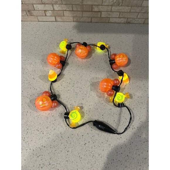 Disney Other - Disney Parks Halloween Mickey Pumpkin Candy Corn Glow Light Up Necklace Works!